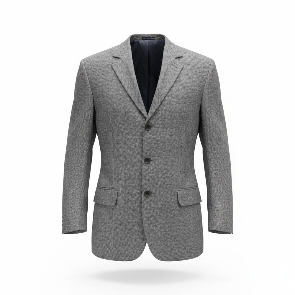 Allyn Saint‎ George Mens Blazer Grey 100% Lambswool 3 Button Sport Coat Jacket